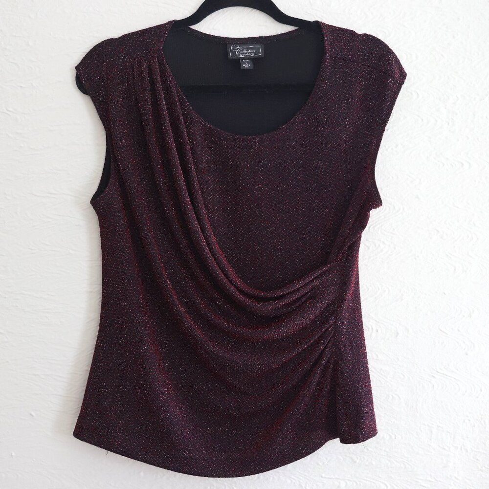 Burgundy Party Top by Dressbarn Collection - Size Petite L